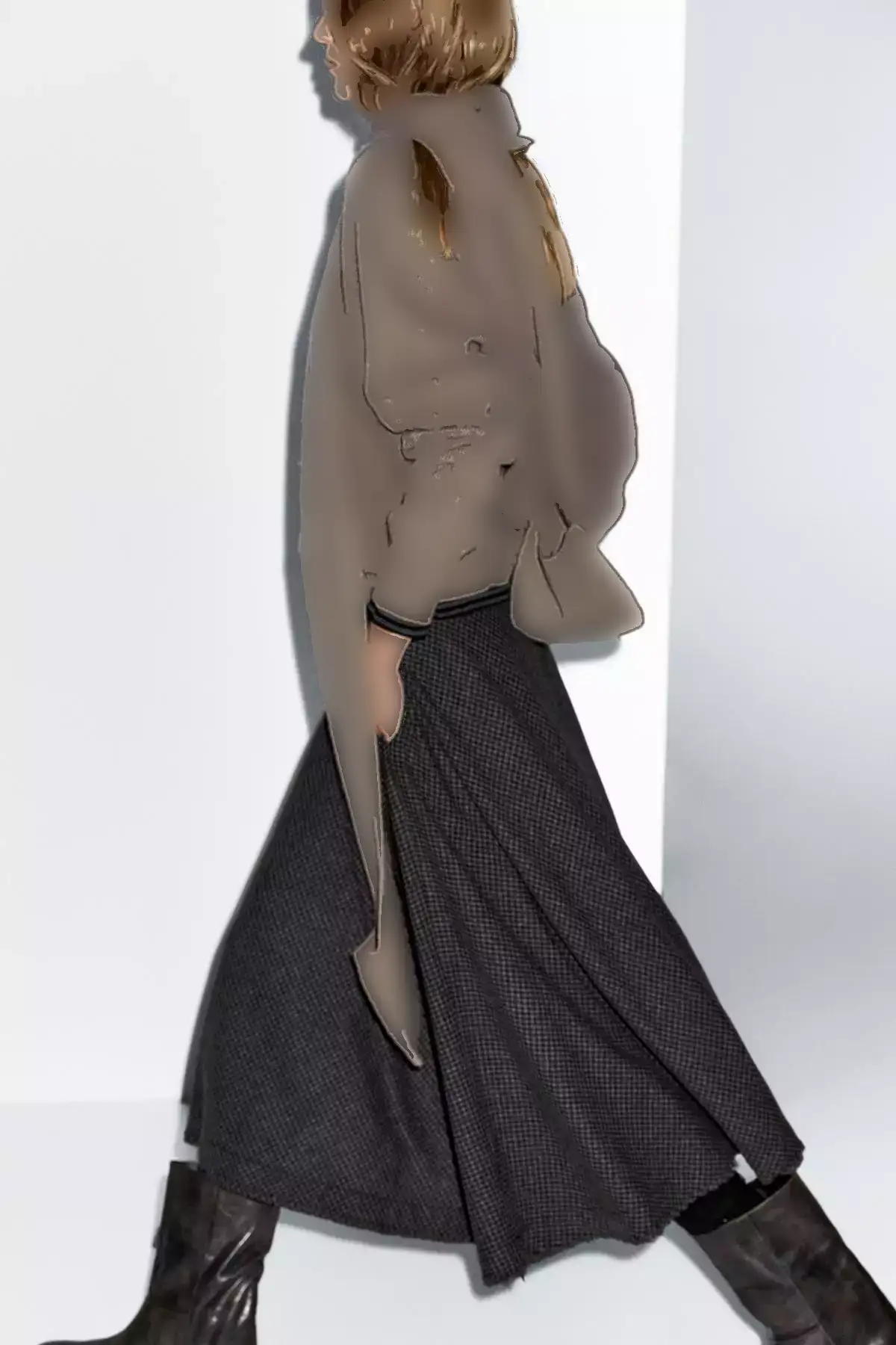 دامن میدی چهارخانه برند Massimo Dutti - 995437437