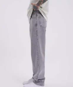 بنزین مردانه جین راحت و گشاد رنگ خاکستری اسیدی برند Machinist - 342589951