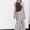 دامن A شکل با الگوی چهارخانه بلند برند Massimo Dutti - 957599407
