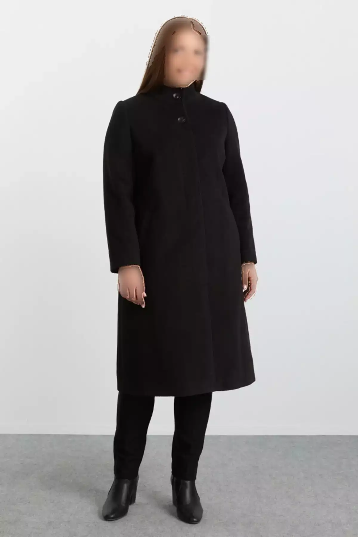 کاپشن پالتویی با یقه ایستاده و زیپ مخفی برای سایز بزرگ برند Selen Giyim - 993223560