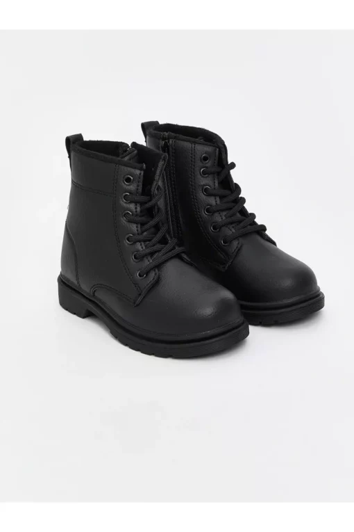 چکمه بچگانه مردانه با ظاهر چرم مشکی برند LC Waikiki - 982330940
