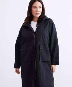 بارانی زنانه کلاهدار مشکی برند LC Waikiki - 982327736