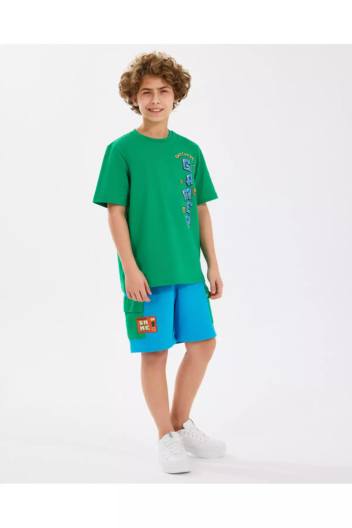 تیشرت گرافیکی بزرگ مردانه برای پسران - رنگ سبز تیره برند Skechers - 928428847