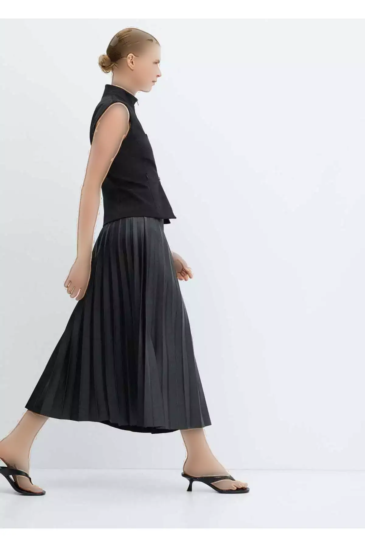 دامن پلیسهای به ظاهر چرم برند MANGO - 787362269