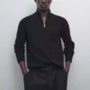 کلاه گردنی بافتنی دیپ یقه برند Massimo Dutti - 970707910