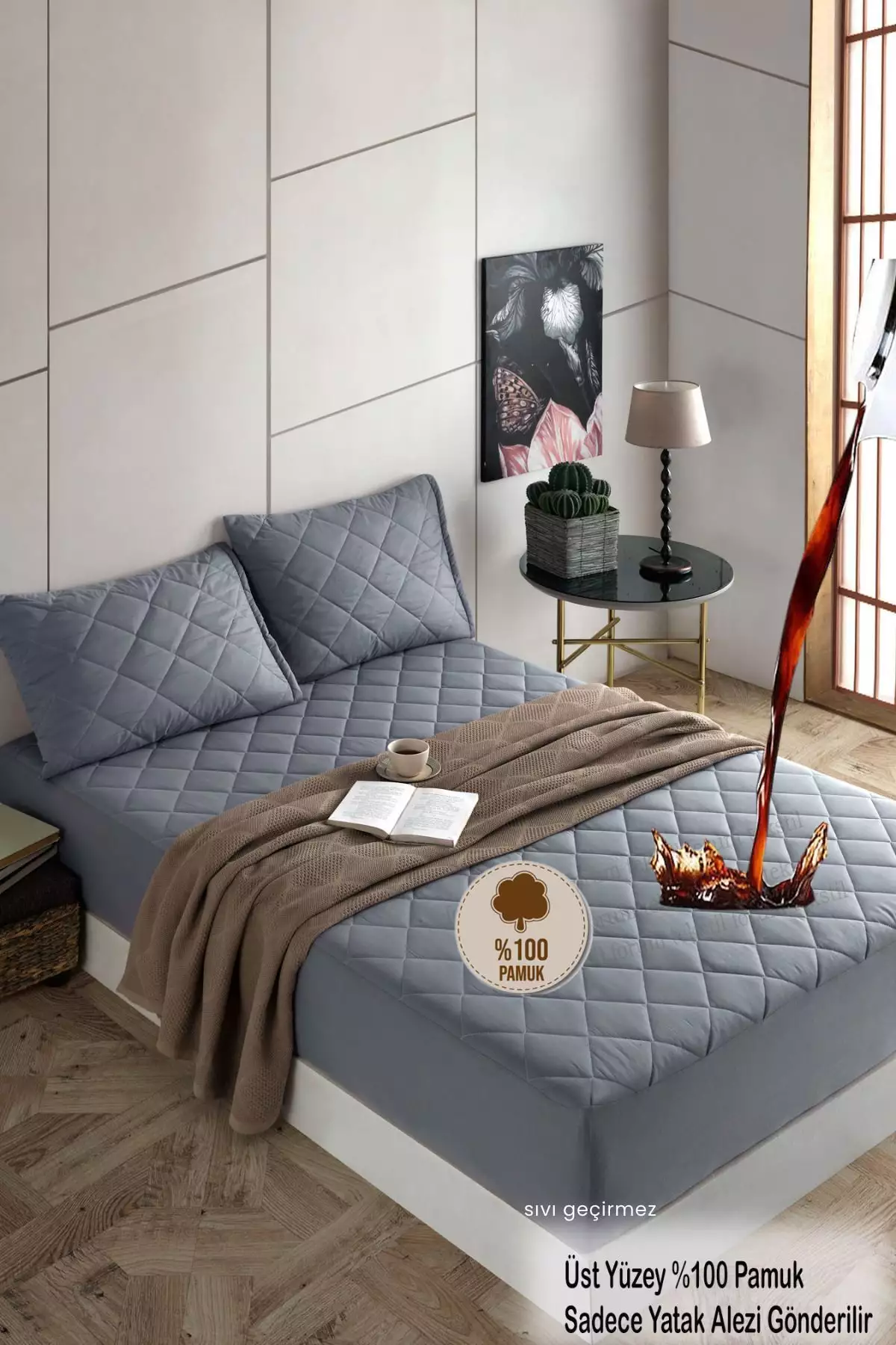 محافظ تشک ضد آب کاپیتونه از الیاف 100% پنبه - مناسب برای تخت خواب یک نفره، دو نفره و تخت خواب بزرگ برند Formeya - 92876225