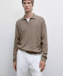 کیس پولو یقه وی، ژاکت با یقه پولو برند Massimo Dutti - 963076468