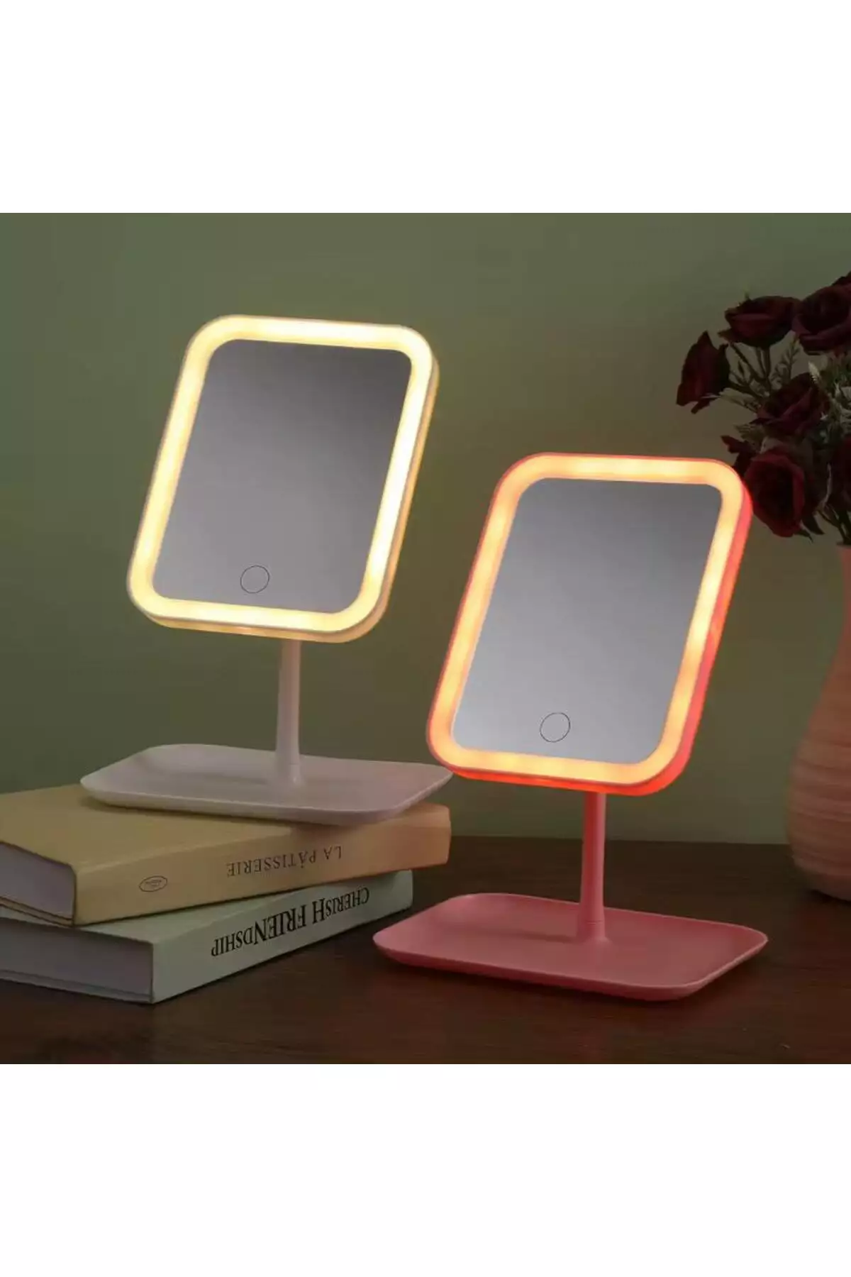 آینه آرایشی با نور LED شارژی، آینه آرایشی لمسی با نور LED، آینه آرایشی با سر متحرک و ۳ حالت نور، ابعاد ۲۹*۱۹ سانتیمتر برند XTRIKE ME - 987952038