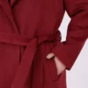 کاپشن زنانه به رنگ bordo با جزئیات کمربند و آستار از جنس پشم و بزرگ سایز برند Mooi XXL - 1029475244