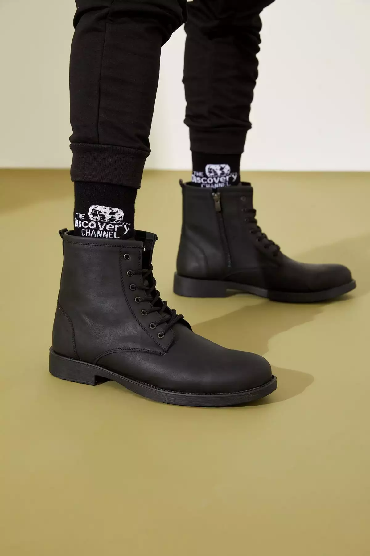 بوت چرم سونی با بند برند Defacto - 46119161