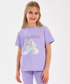 تیشرت گرافیکی بزرگ دخترانه رنگ بنفش برند Skechers - 928428243