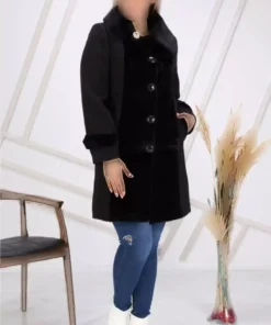 کاپشن زنانه مشکی سایز بزرگ ۱۰۸۱ برند KARAMEŞE - 220218434