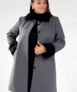کاپشن پشمی با آستین بزرگ و پالتو خزدار برند Roxxlen - 1026728746