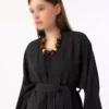 ست دو تکه کیمونو و شلوار با جزئیات کمربند - مشکی - بنین برند Benin - 920558373