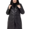 کاپشن چرم سیاه بزرگبدن با دکمه و جیب و آستردار برند DISENTIS MODEST - 773815376