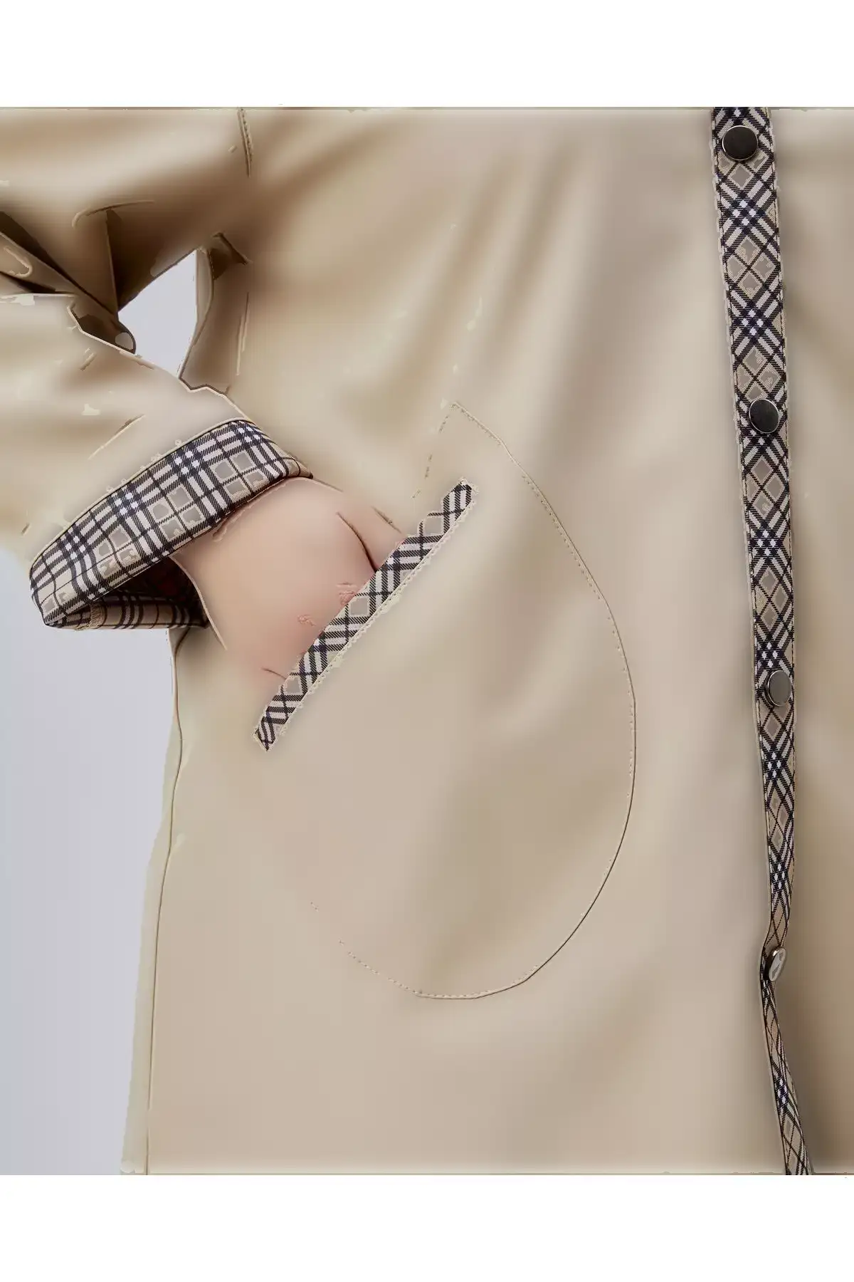 ترنچکت کاپشندار با طرح چهارخانه جزئیاتدار برند KALKANCI - 1030668128