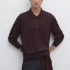 پولوشرت یقه دار بافتنی از ۱۰۰% پشم مرفینوس برند Massimo Dutti - 975161300