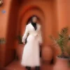 کاپشن زنانه بزرگ با یقه و آستر دار و کمربند فک برند GLR&GYM - 996775344
