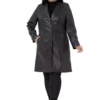 کاپشن چرم سیاه بزرگبدن با دکمه و جیب و آستردار برند DISENTIS MODEST - 773815376