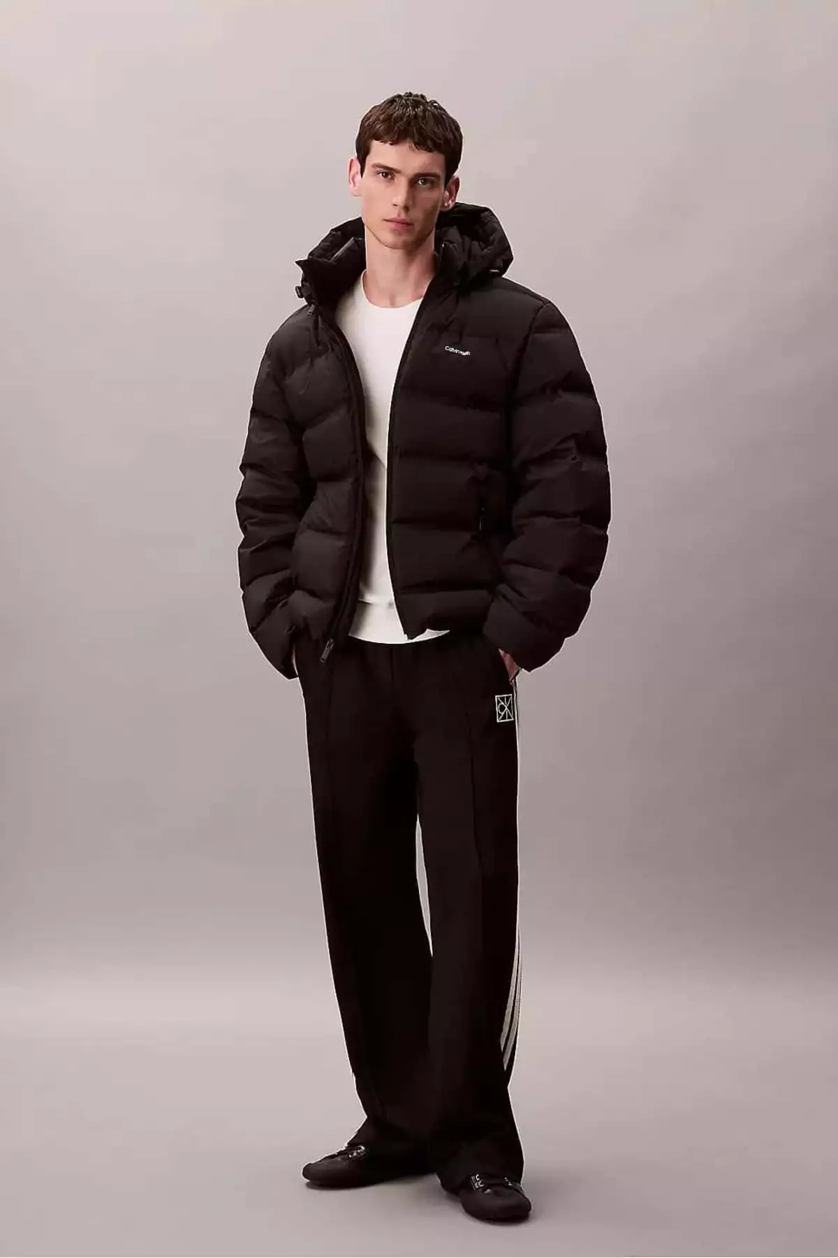 پالتو پُر شده کاپشن دار با فیت معمولی مردانه - مشکی برند Calvin Klein - 988981317