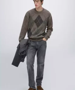 ژاکت بافتنی طرح الماس ۱۰۰% پشم برند Massimo Dutti - 995478269
