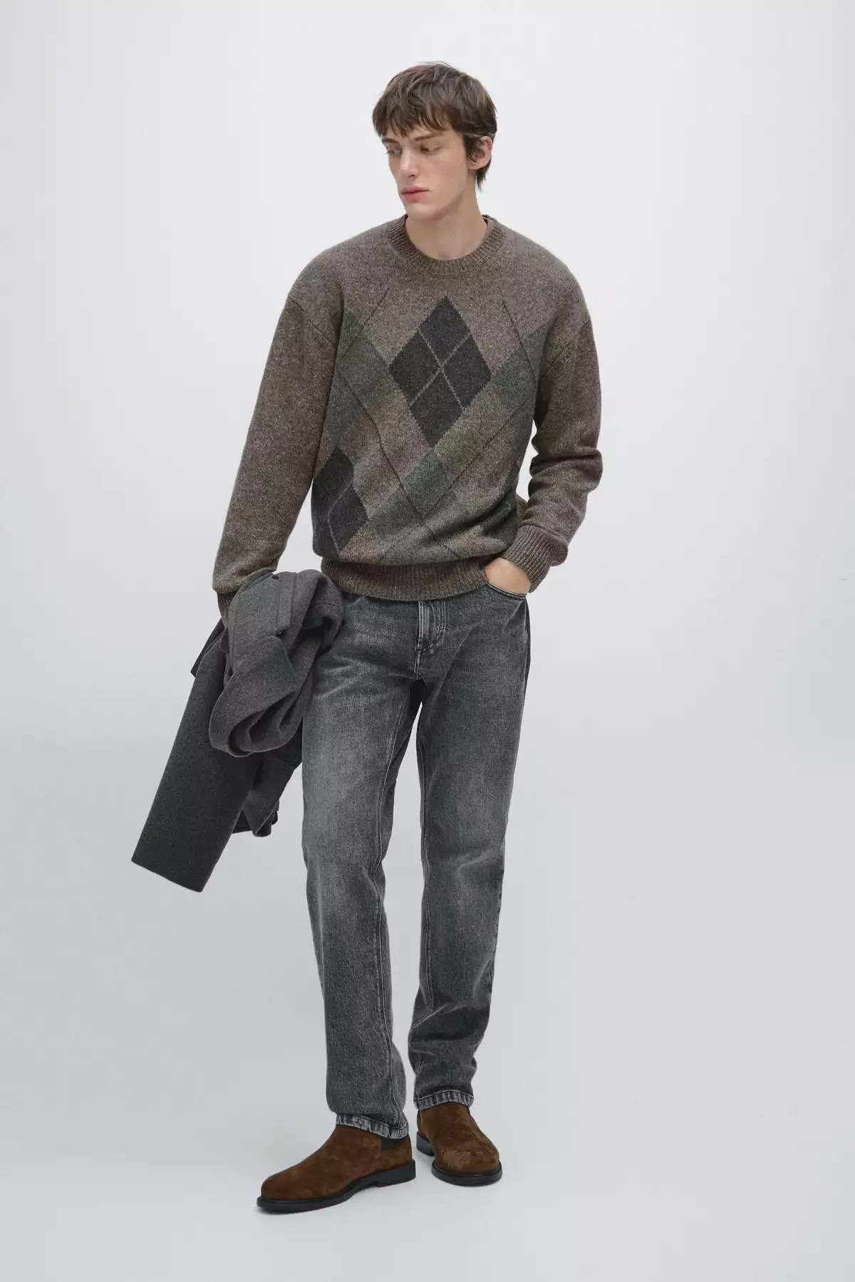 ژاکت بافتنی طرح الماس ۱۰۰% پشم برند Massimo Dutti - 995478269