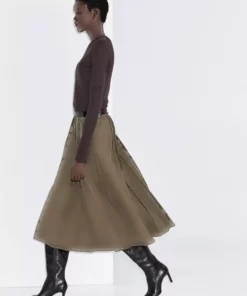 دامن میدی پیلی دار با جزئیات کامل برند Massimo Dutti - 992166225