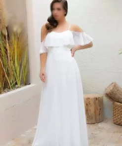پیراهن عروسی بلند با بند اکرو و پیراهن برای عکاسی خارجی برند CARMEN - 3603285