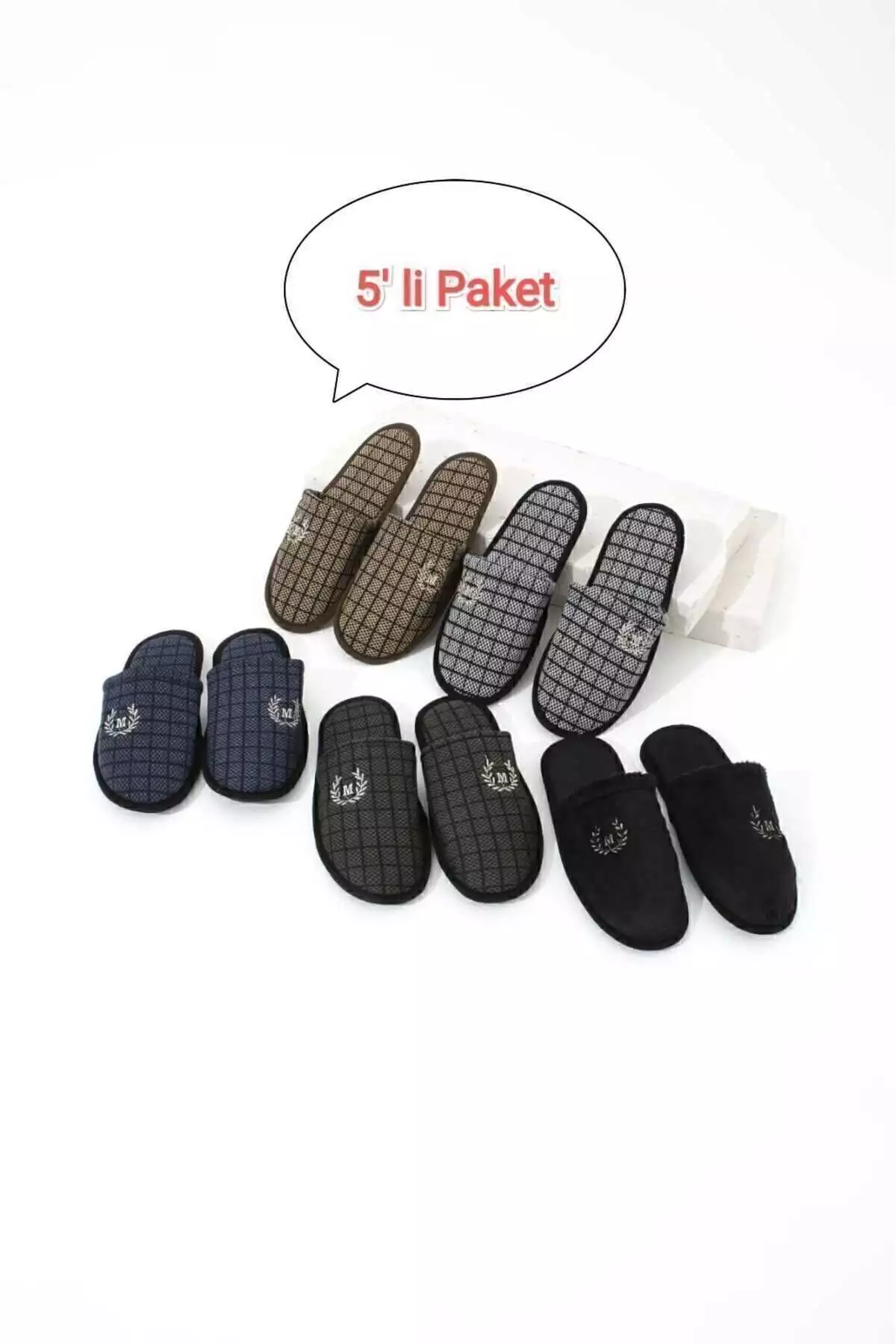 پکیج ۵ عددی M دمپایی زمستانی دمپایی خانگی ست جهیزیه دمپایی مهمان برند Moda Devrin - 702644870
