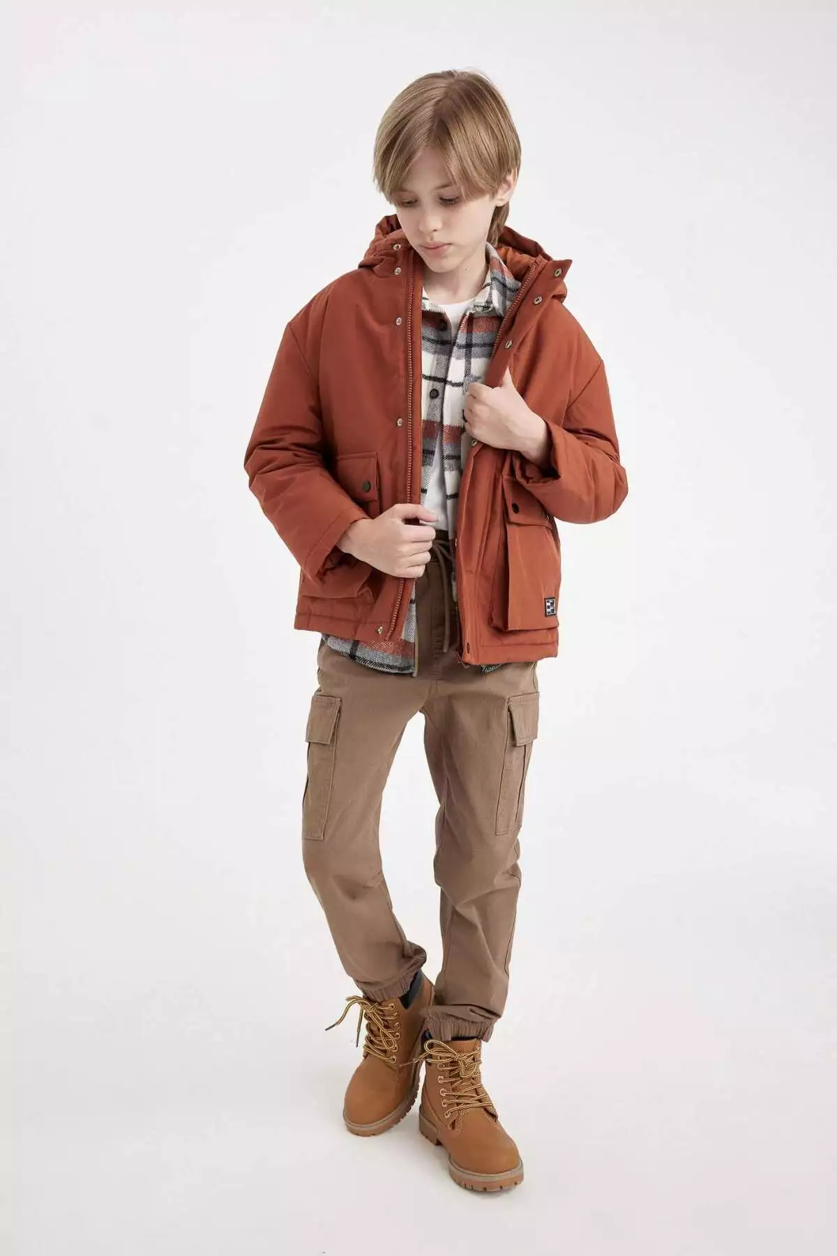 کودکانه پسرانه کاپشن ضد آب با کلاه C5980A824WN برند Defacto - 877616683