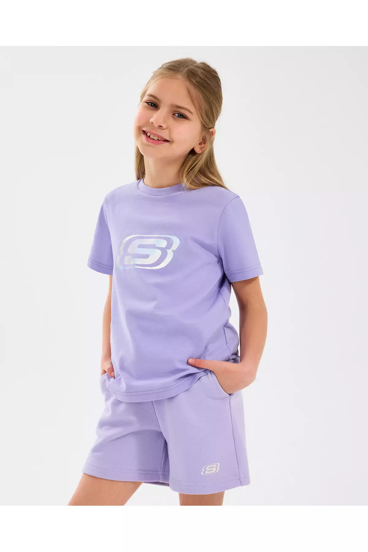 تیشرت اساسی بزرگ دخترانه بنفش مدل SK232139-505 برند Skechers - 929652527