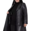 کاپشن چرم سیاه بزرگبدن با دکمه و جیب و آستردار برند DISENTIS MODEST - 773815376