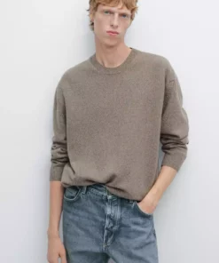 کت های کشباف با یقه گرد و طرح ملانژ برند Massimo Dutti - 991334061