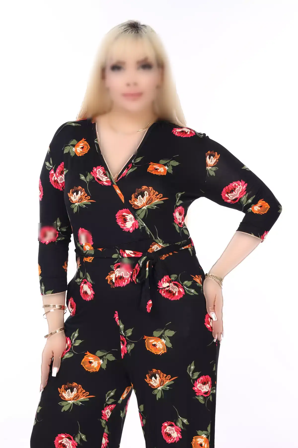 سرهمی با یقه کراواتی و طرح گلدار بافتنی برند MJORA - 847084026