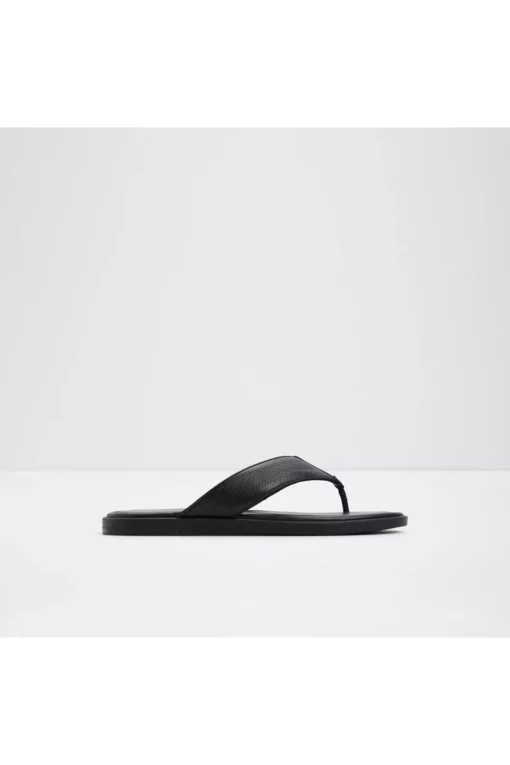 TAZZO - دمپایی مردانه از چرم طبیعی مشکی ساده برند Aldo - 922141974