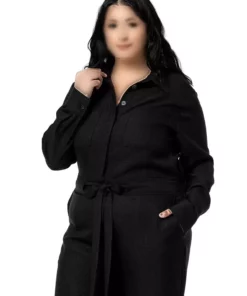 سرهمی مشکی گشاد با کمر کشی و تودرتو برای سایز بزرگ برند DISENTIS MODEST - 892594647