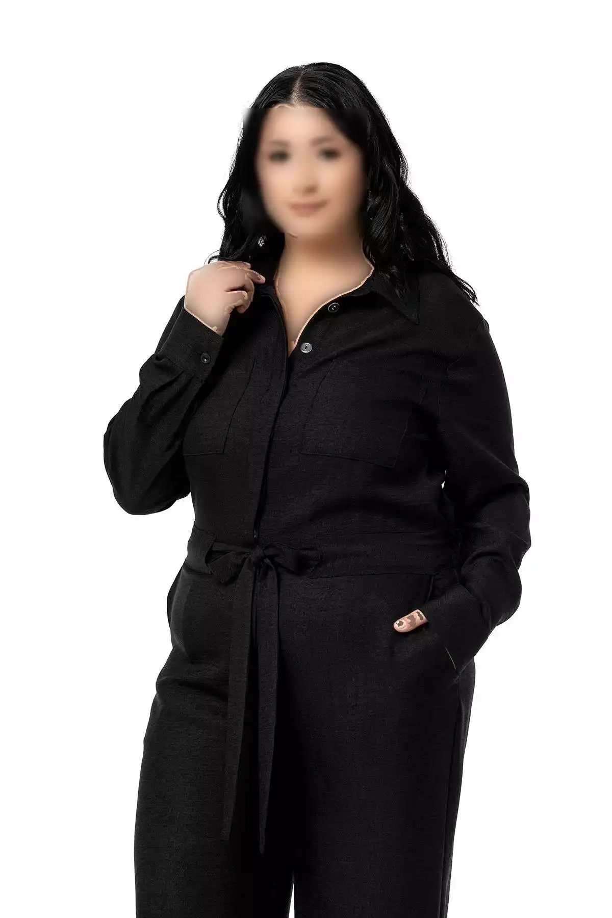 سرهمی مشکی گشاد با کمر کشی و تودرتو برای سایز بزرگ برند DISENTIS MODEST - 892594647