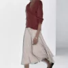 دامن میدی خطدار A شکل برند Massimo Dutti - 979555115