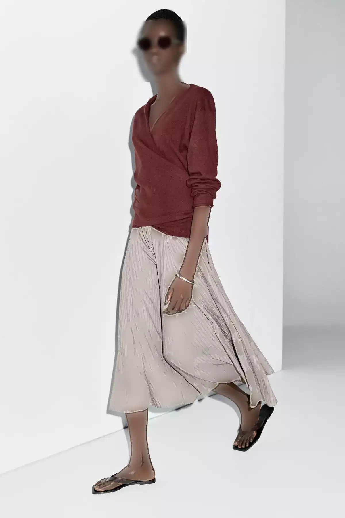 دامن میدی خطدار A شکل برند Massimo Dutti - 979555115