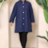 کاپشن پشمی بدون آستر زنانه سایز بزرگ آبی تیره با جیب 65N38346 برند Şans - 862343690