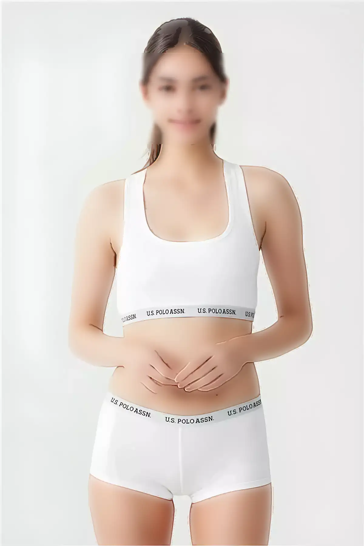 ست نیم تنه ورزشی و شورت زنانه - رنگ سفید، ست راحت و پنبهای برند U.S. Polo Assn. - 960104911