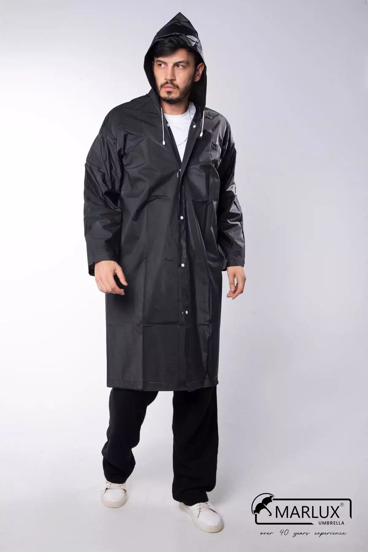 بارانی زنانه و مردانه با کلاه و دکمهدار، بارانی EVA مشکی مدل M21mrc881r03 برند Marlux - 92628746