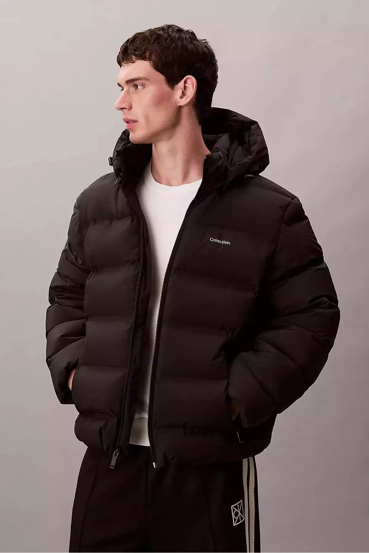 پالتو پُر شده کاپشن دار با فیت معمولی مردانه - مشکی برند Calvin Klein - 988981317