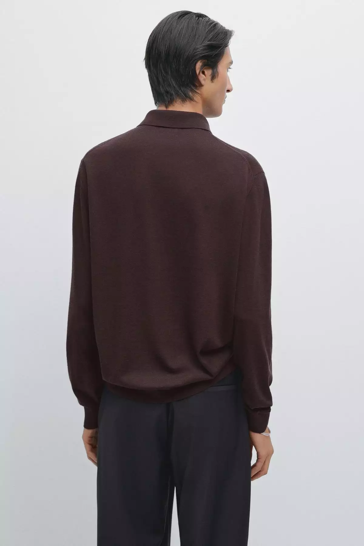 پولوشرت یقه دار بافتنی از ۱۰۰% پشم مرفینوس برند Massimo Dutti - 975161300