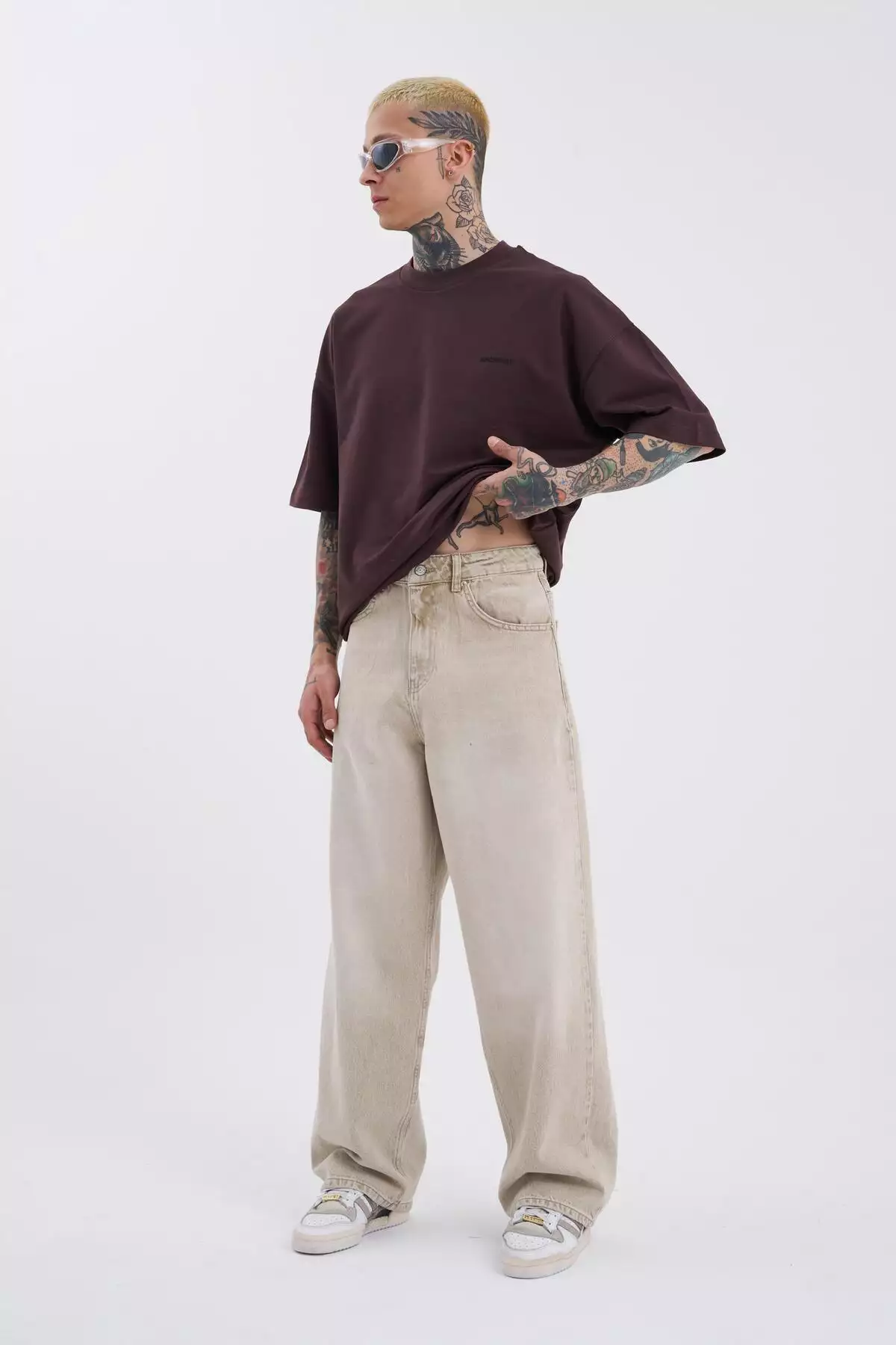 جین بژ اوور سایز مردانه با دقیق نرمی برند Machinist - 816211139