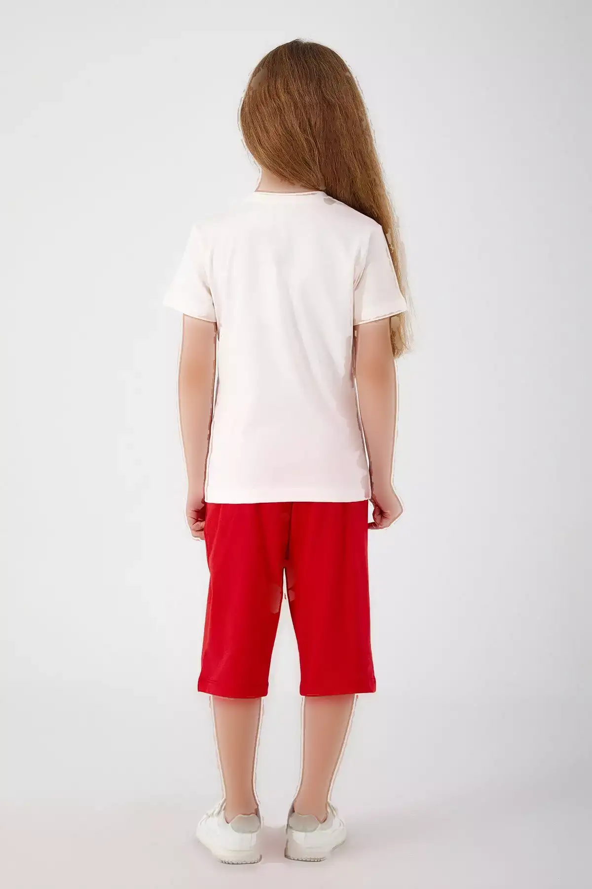 ست کمرنگ و کوتاه دخترانه با طرح برگهای رنگارنگ برند U.S. Polo Assn. - 649438329