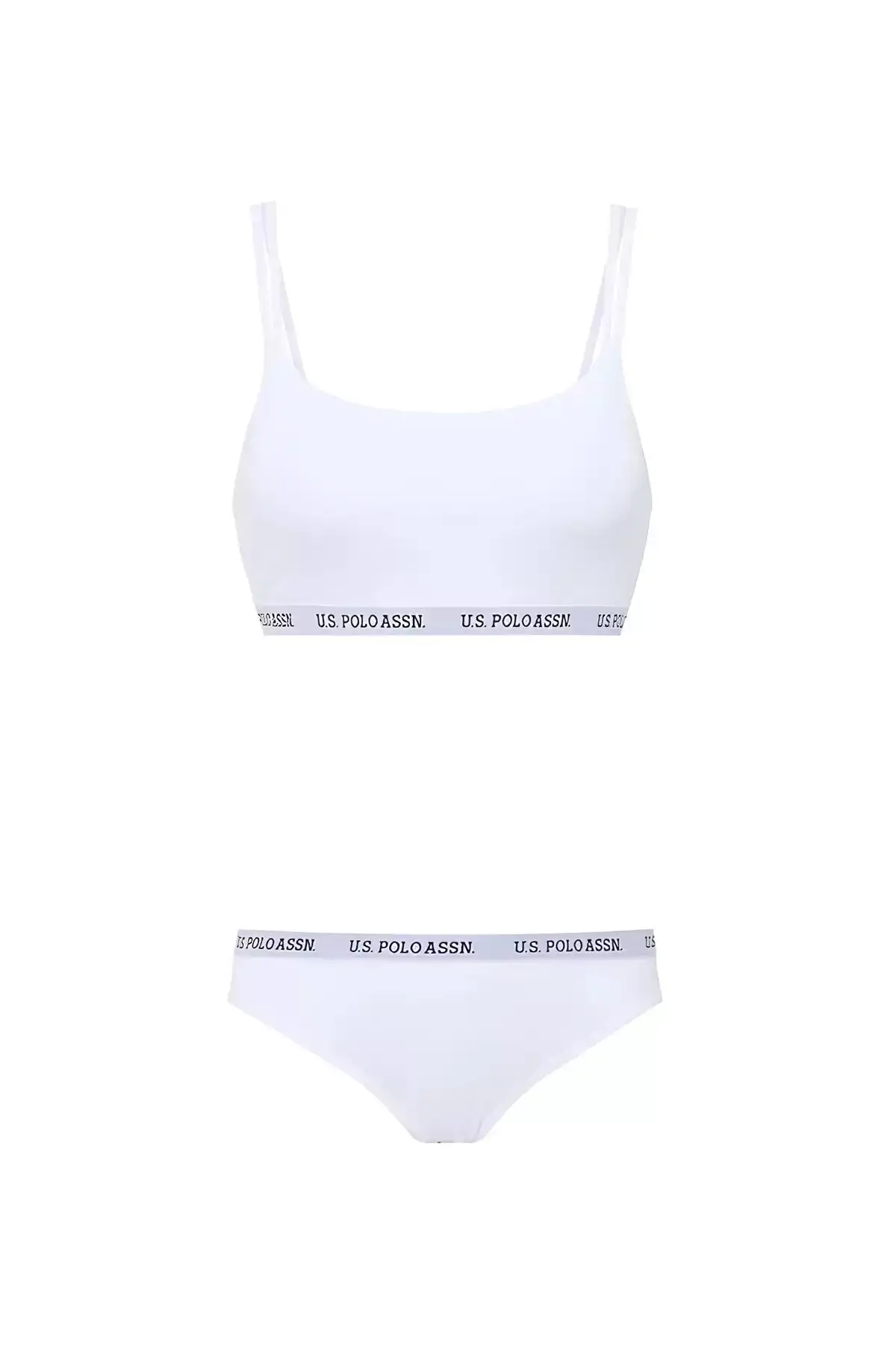 ست نیم تنه ورزشی و شورت زنانه - رنگ سفید، ست راحت و پنبهای برند U.S. Polo Assn. - 960104911