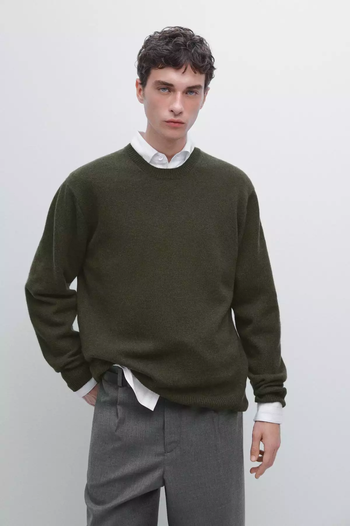 ژاکت بافتنی یقه دوچرخهای با ترکیب پشم یوزی برند Massimo Dutti - 1024807599