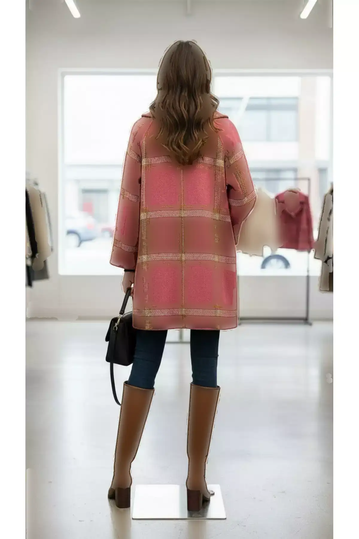 کاپشن زمستانی با ۵۰٪ ترکیب پشم، سایز بزرگ، از پارچه کَشَه و بُکلت. برند SARE ERKMEN - 993989678