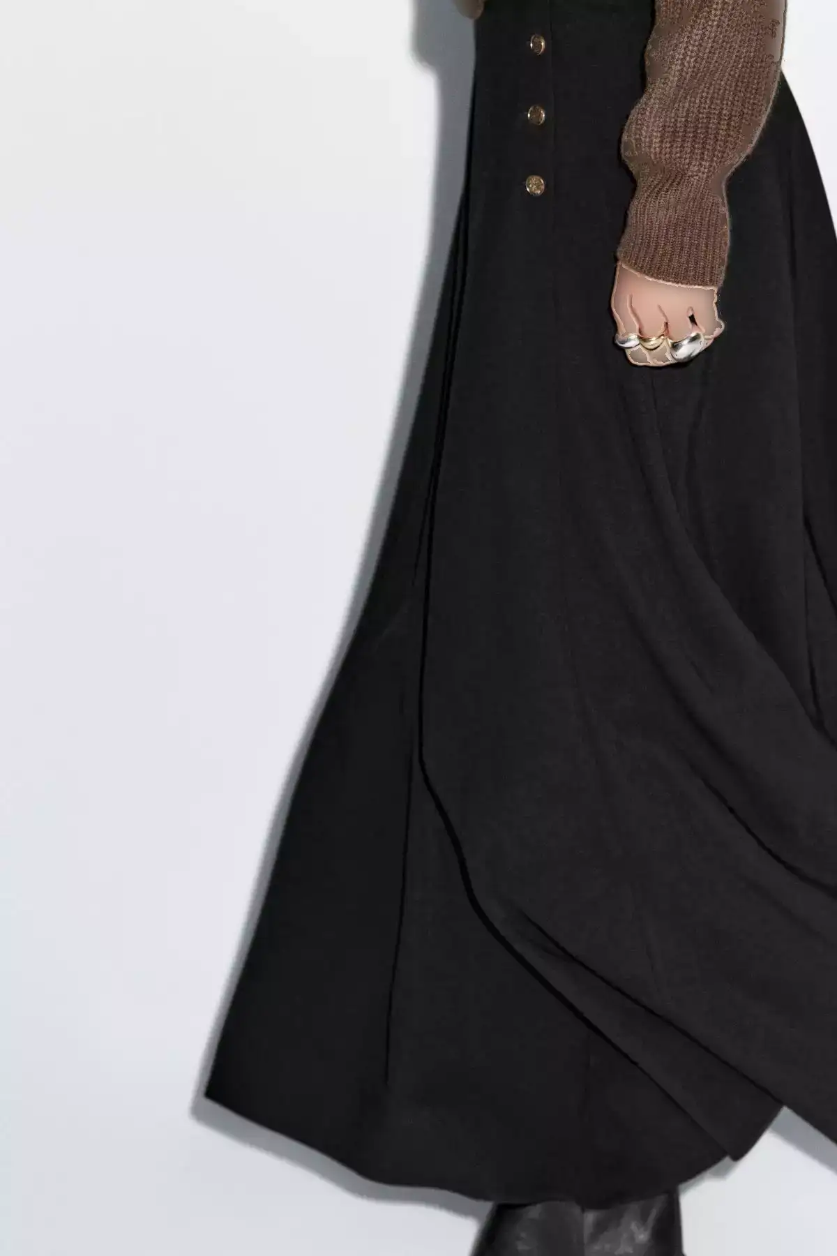 دامن A شکل بلند با جزئیات دکمهای برند Massimo Dutti - 984744503